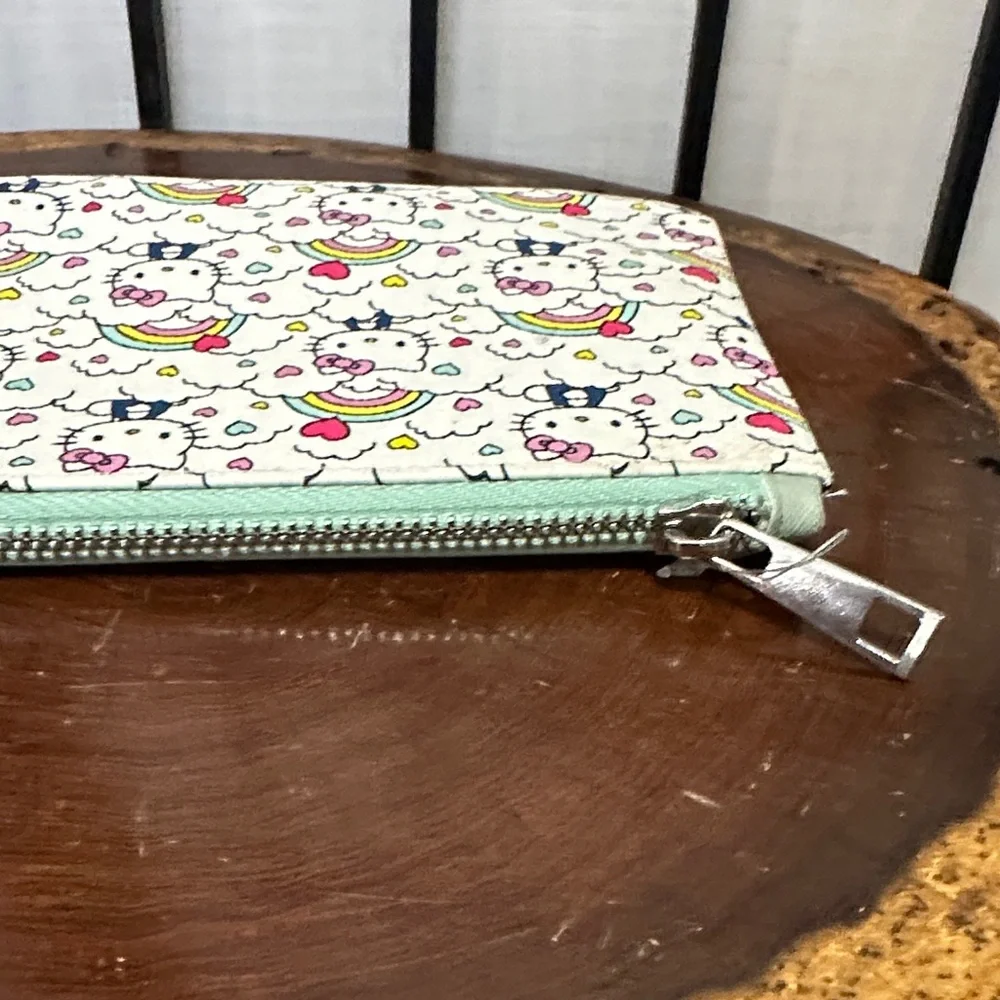 HELLO KITTY Sanrio Rainbow Pencil Pouch Black Lining 9” x 5”